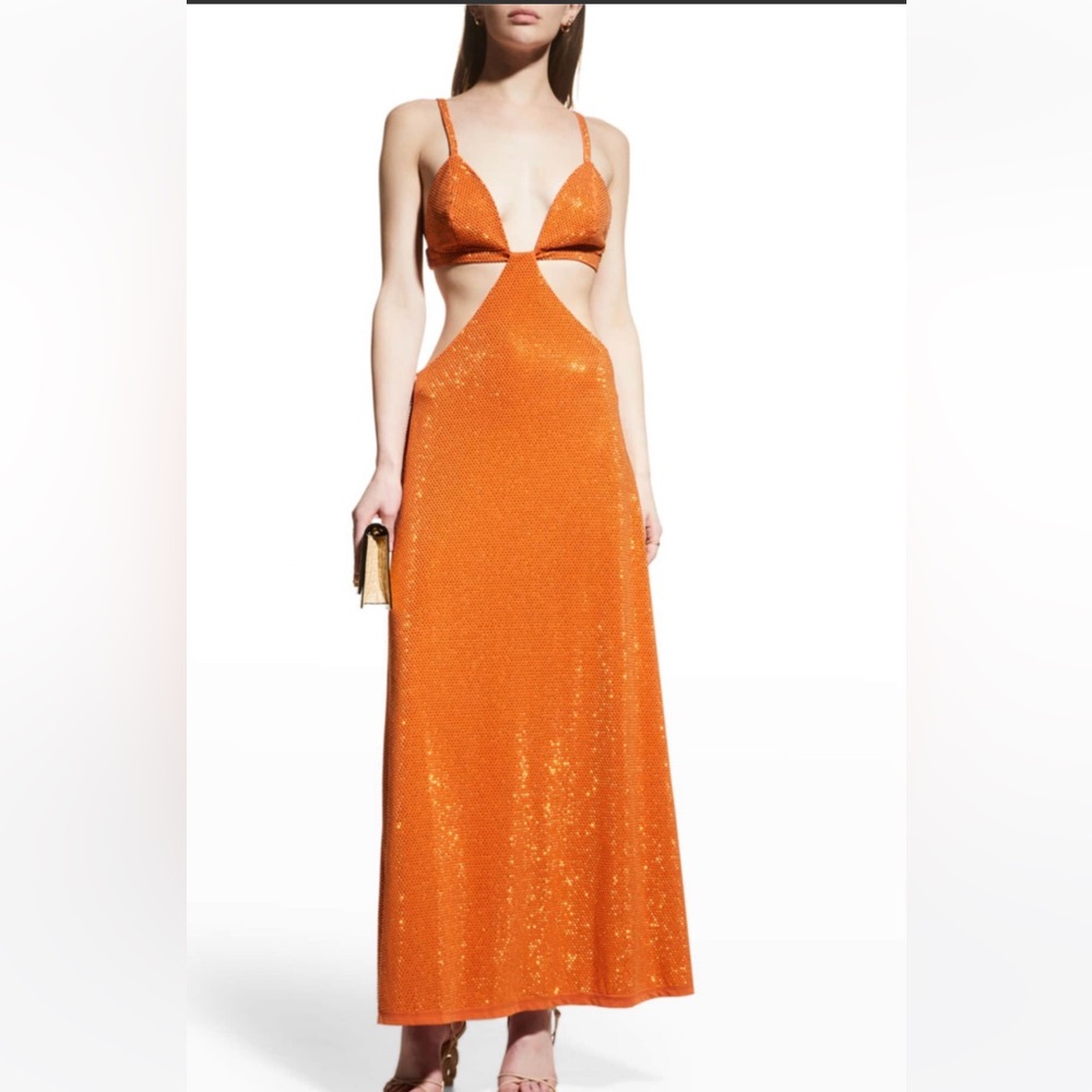 BNWOT Dari Metallic Cutout Column Gown cult Gaia
